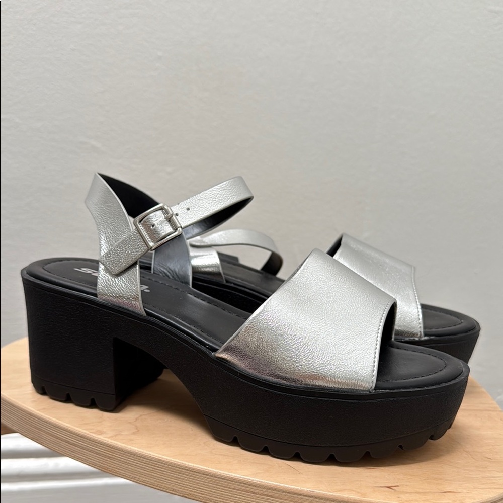 Soda Silver Platform Sandals